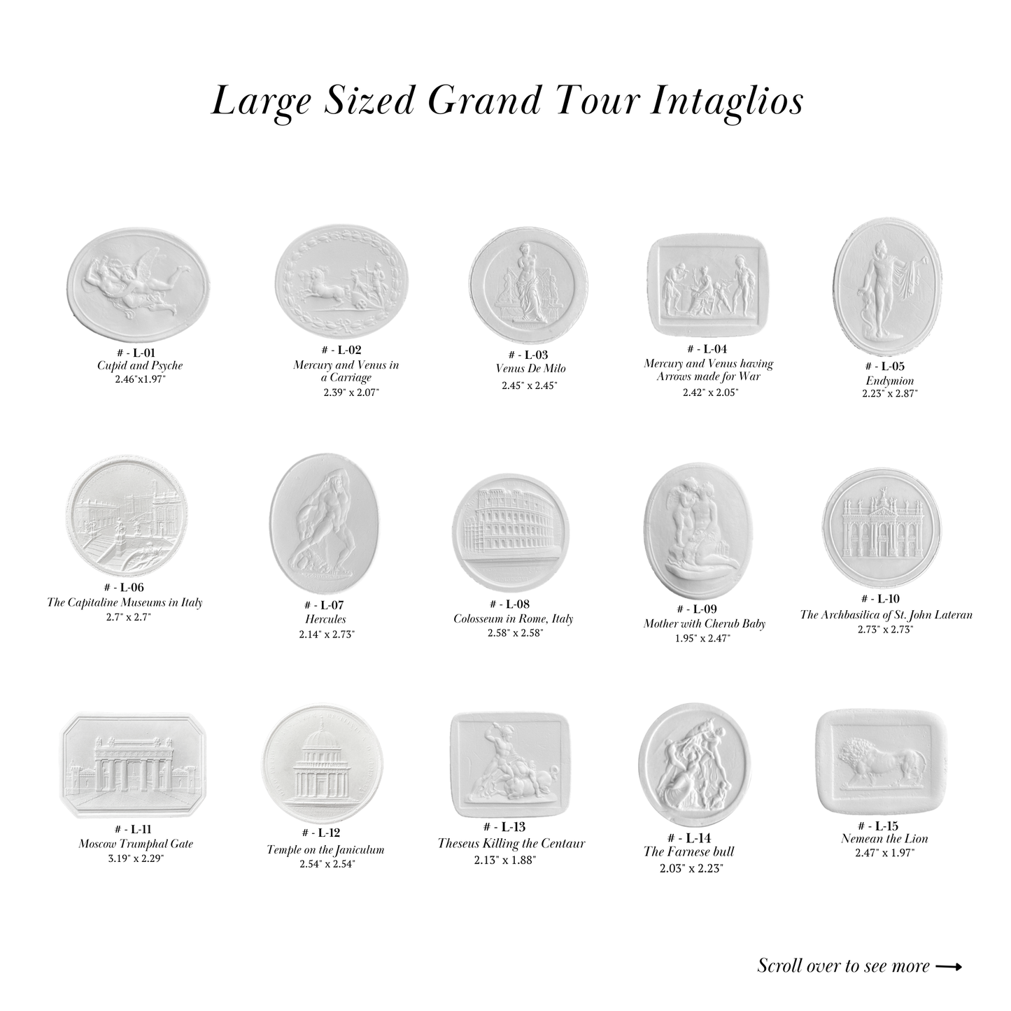 Large Size Grand Tour Intaglios