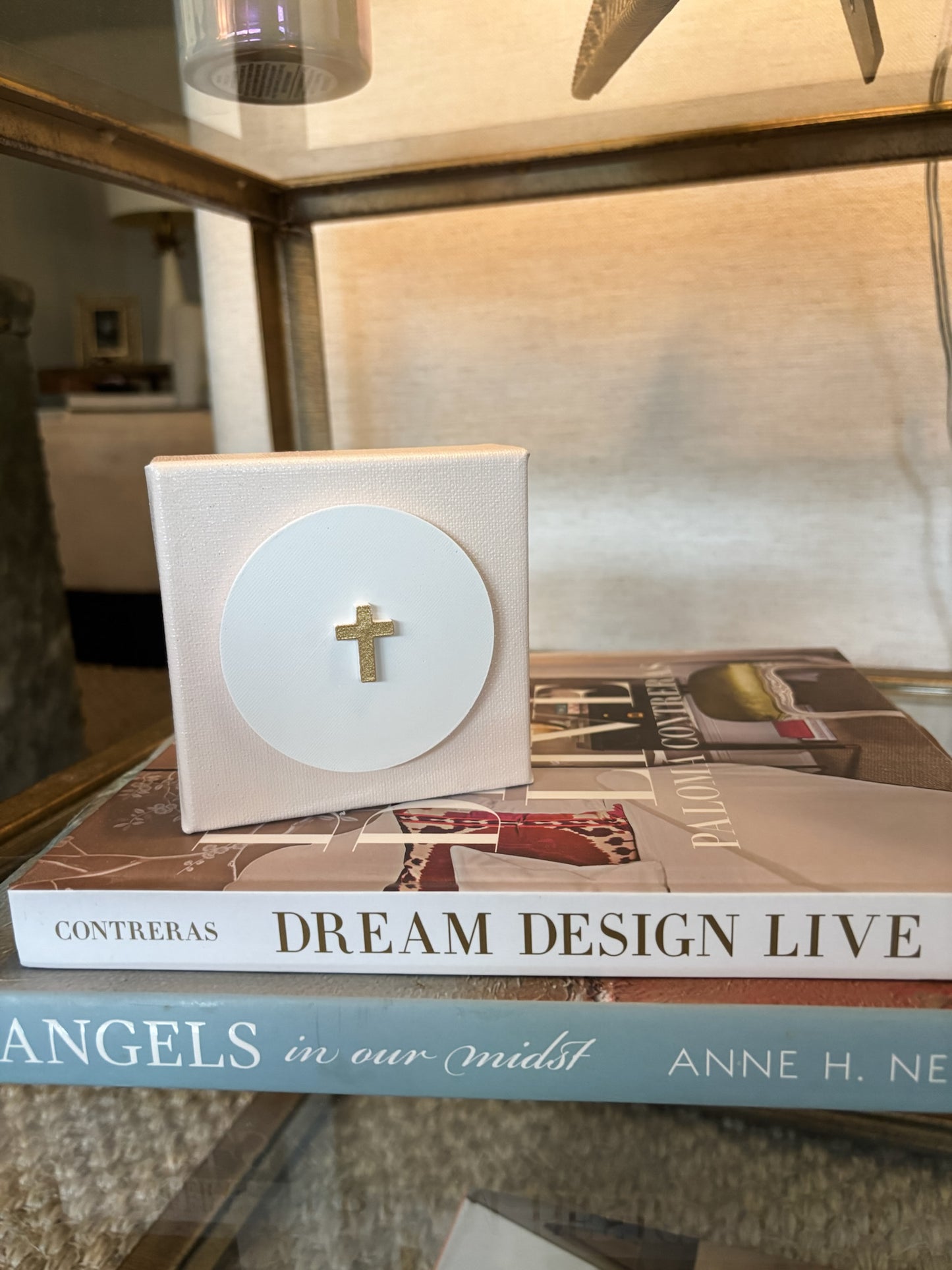 4x4 Canvas - Tiny Cross Intaglio