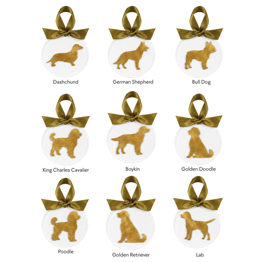 Gold Leaf Dog Breed Acrylic Ornament