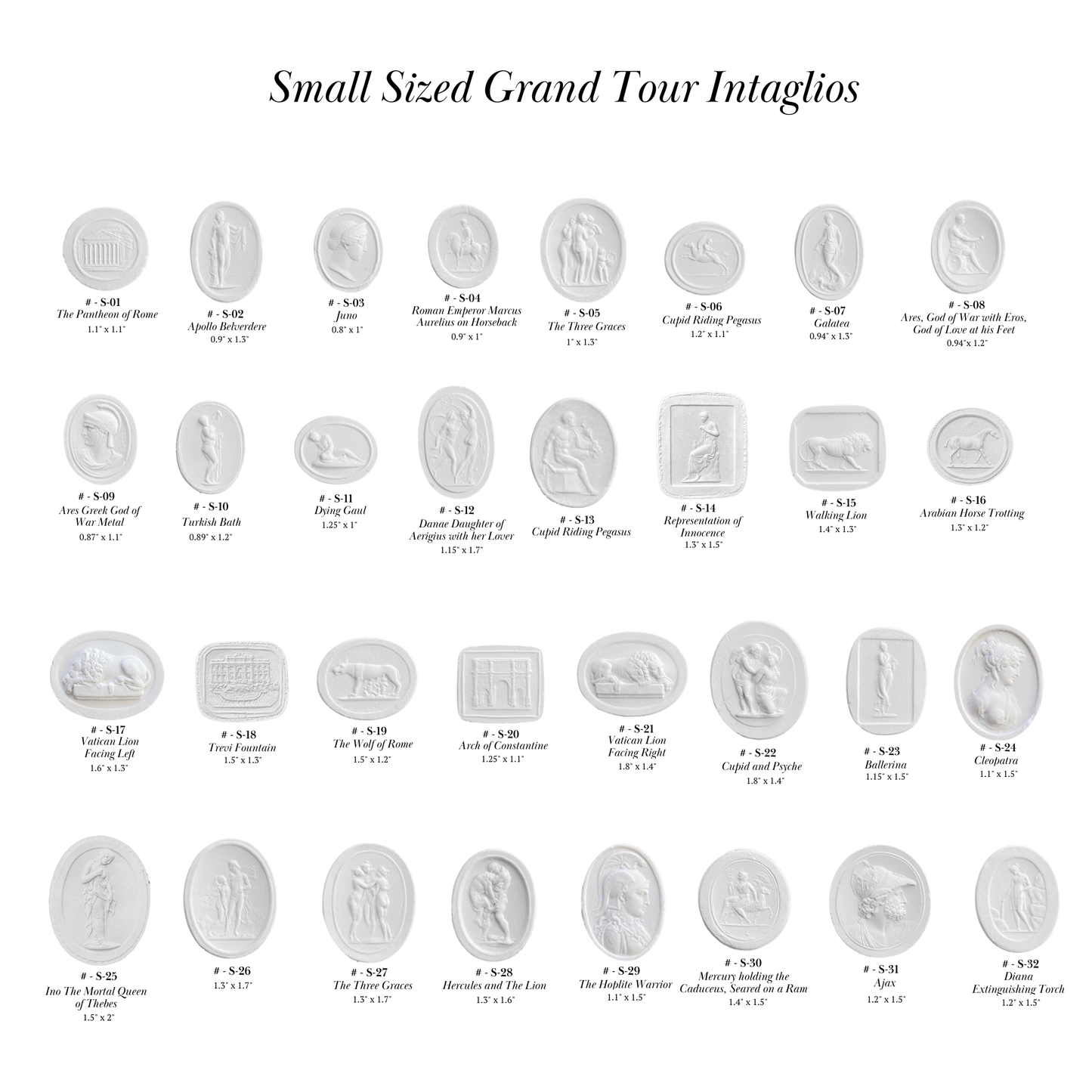 Small Sized Grand Tour Intaglios