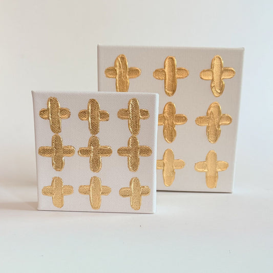 4x4 9 Gold Crosses Canvas