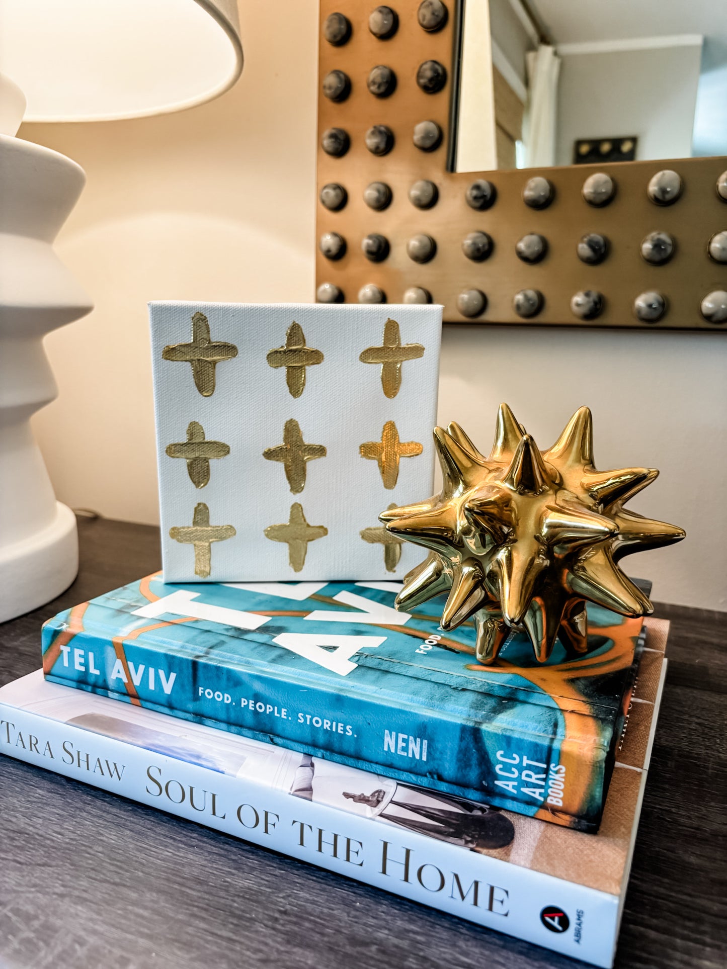 6x6 Canvas - 9 Gold Painted Crosses