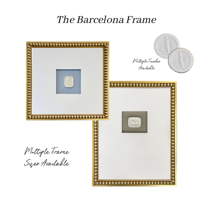Custom Framed Grand Tour Intaglios – Barcelona Frame - Handmade, Choose Size, Mat, & Finish