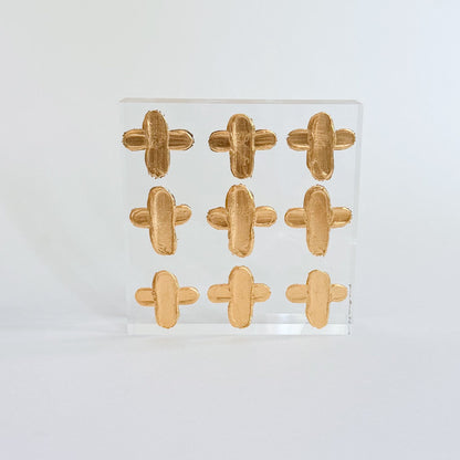 4x4 9 Gold Painted Crosses Acrylic