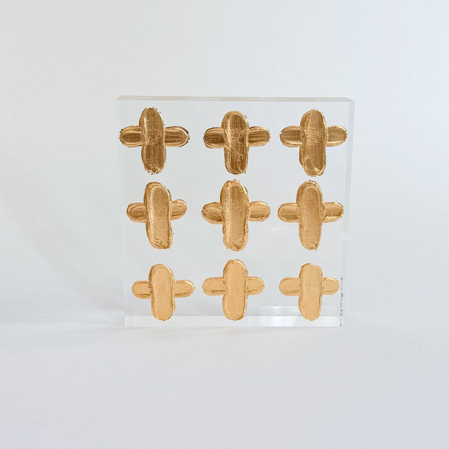 4x4 9 Gold Painted Crosses Acrylic