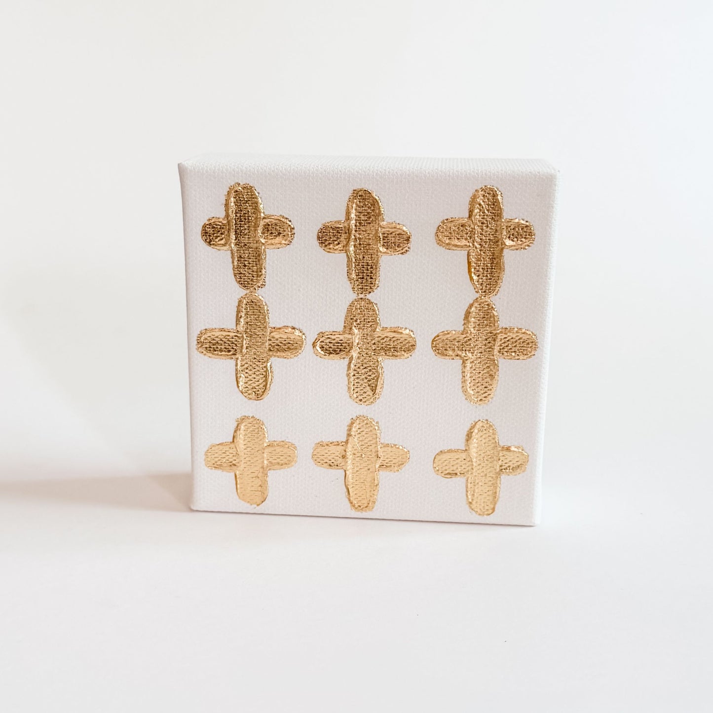 4x4 9 Gold Crosses Canvas
