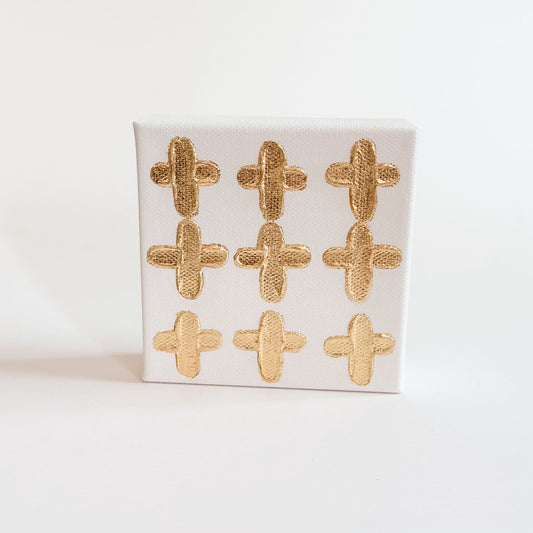 4x4 9 Gold Crosses Canvas