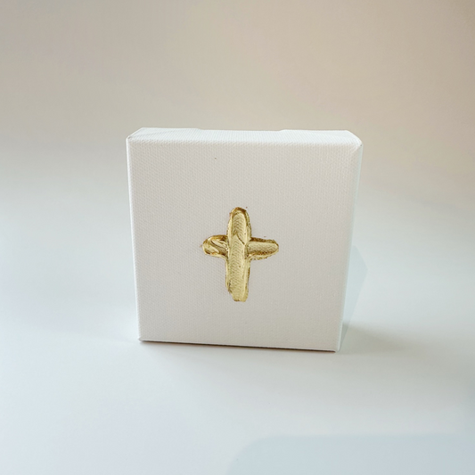 4x4 Canvas - Single Gold Painted Cross