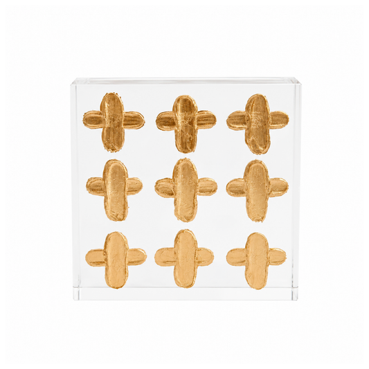 4x4 9 Gold Painted Crosses Acrylic