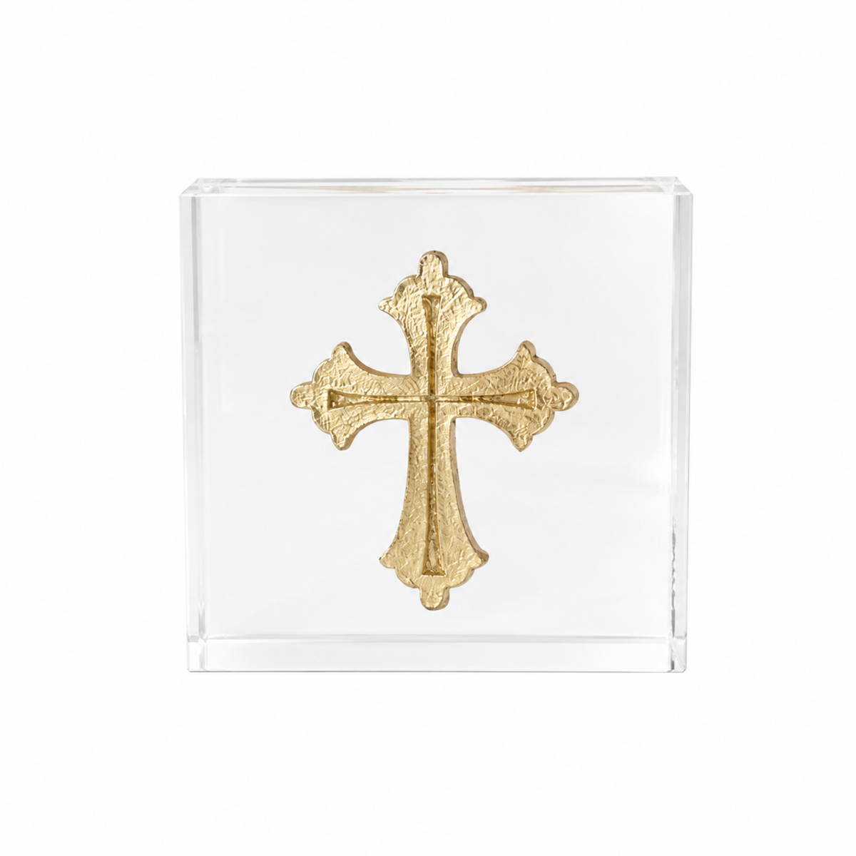4x4 Gold Cross Intaglio Acrylic