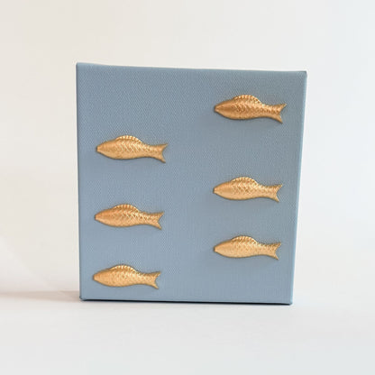6x6 Fish on Blue Canvas