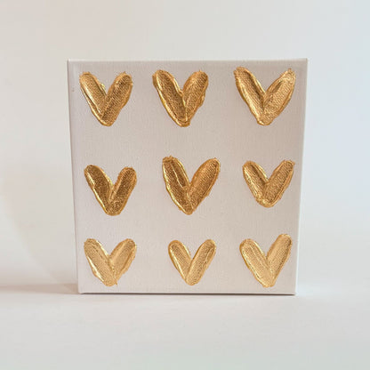 6x6 9 Gold Hearts Canvas