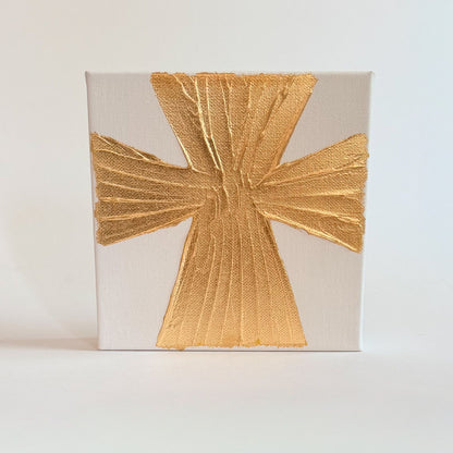 6x6 Wide Gold Cross Canvas