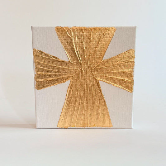 6x6 Wide Gold Cross Canvas
