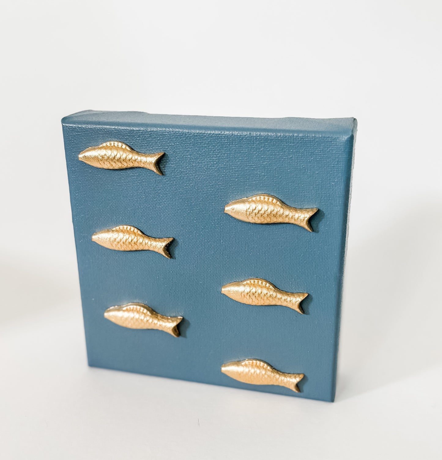 6x6 Canvas - Fishies Intaglio on Blue