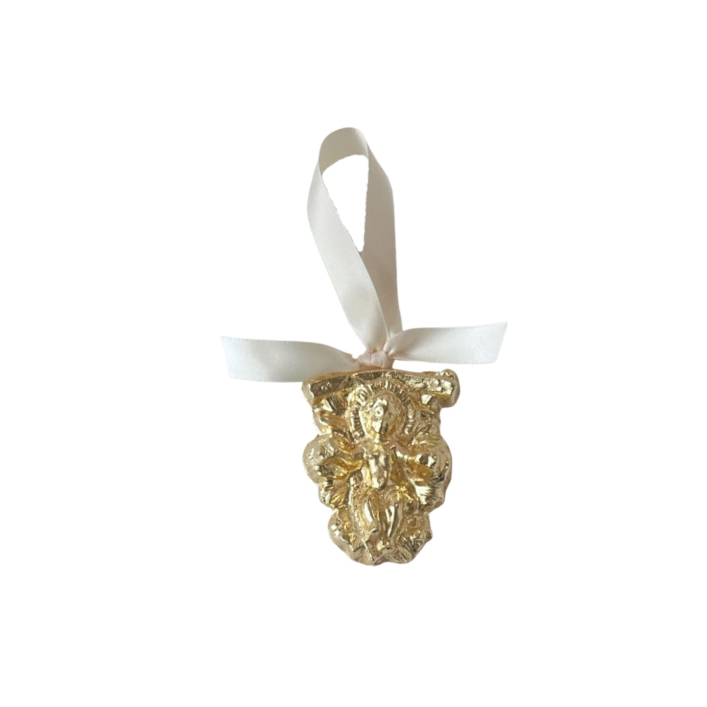 Jesus in Manger in Gold Ornament