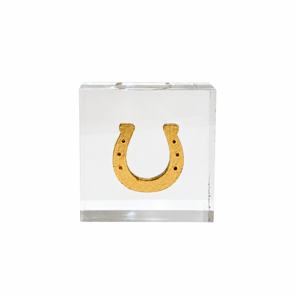 3x3 Gold Leaf Horseshoe Acrylic Block