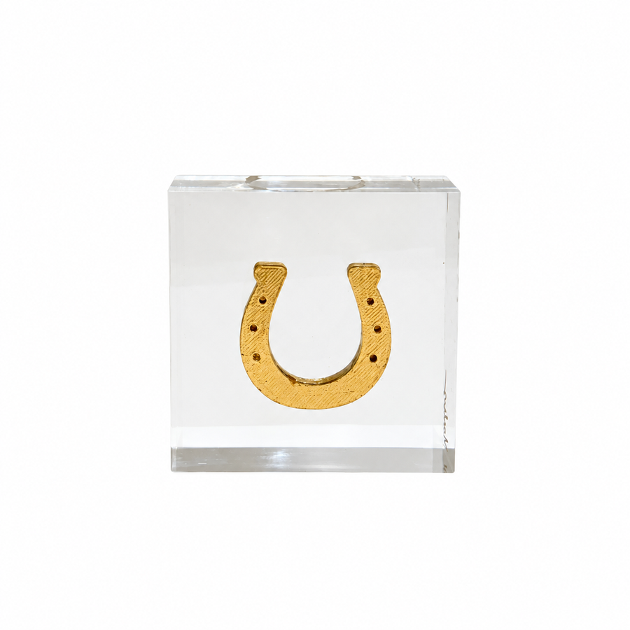 3x3 Gold Leaf Horseshoe Acrylic Block