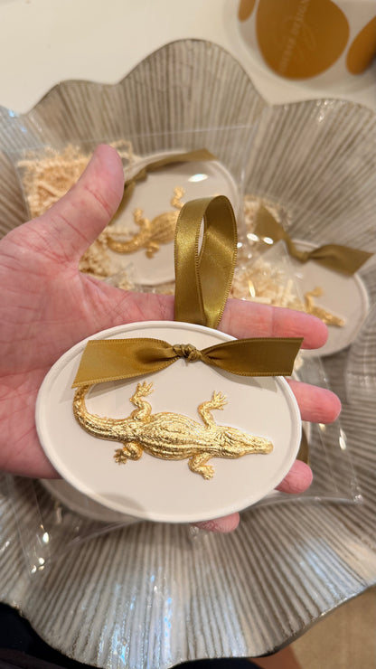 Gold Leaf Alligator Ornament