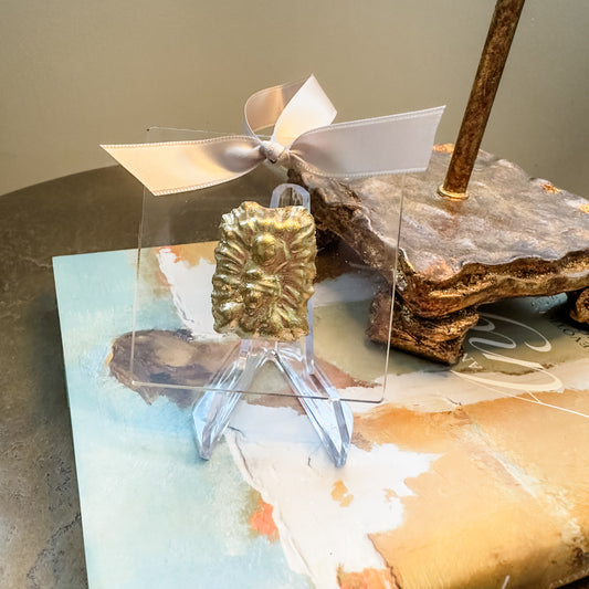 Gold Jesus in Manger on Acrylic Ornament