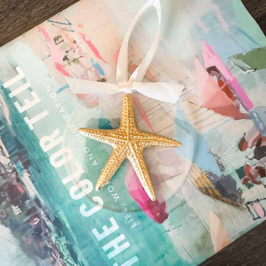 Gold Starfish on Acrylic Ornament