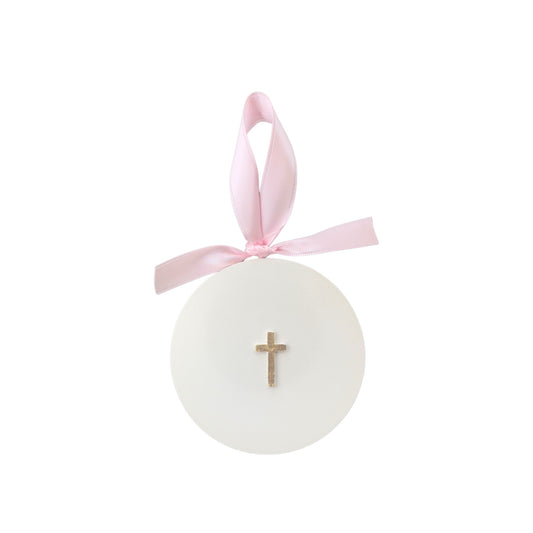Tiny Cross on Circle Ornament