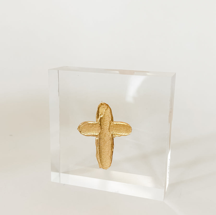 3x3 Single Gold Cross Acrylic