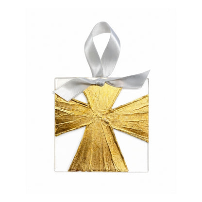 Gold Leaf Cross Acrylic Ornament