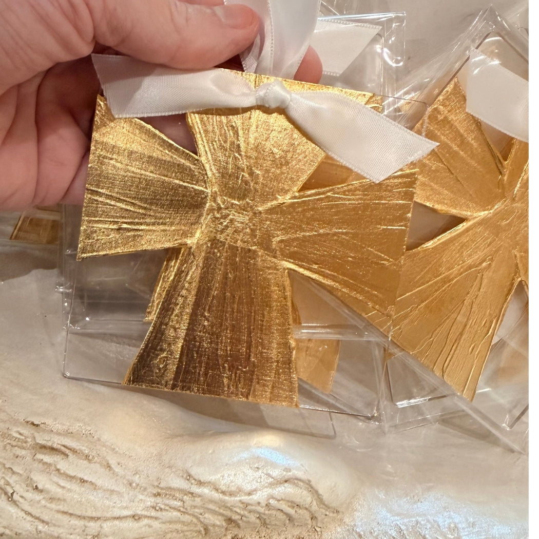 Gold Leaf Cross Acrylic Ornament