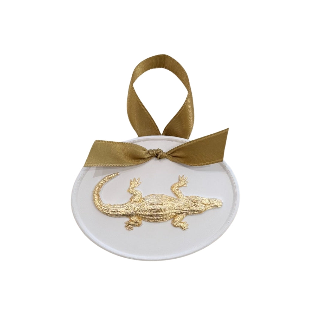 Gold Leaf Alligator Ornament