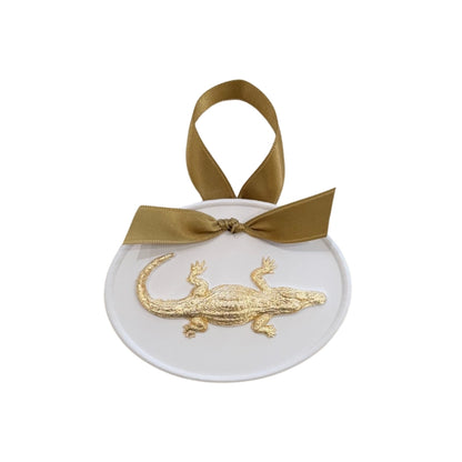 Gold Leaf Alligator Ornament