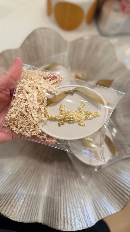 Gold Leaf Alligator Ornament