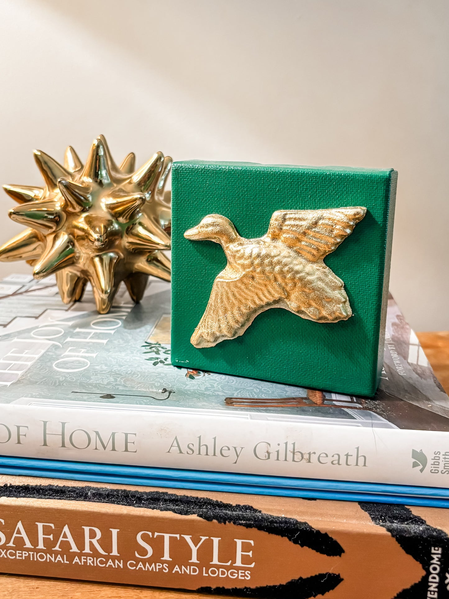 4x4 Canvas - Mallard Intaglio on Green