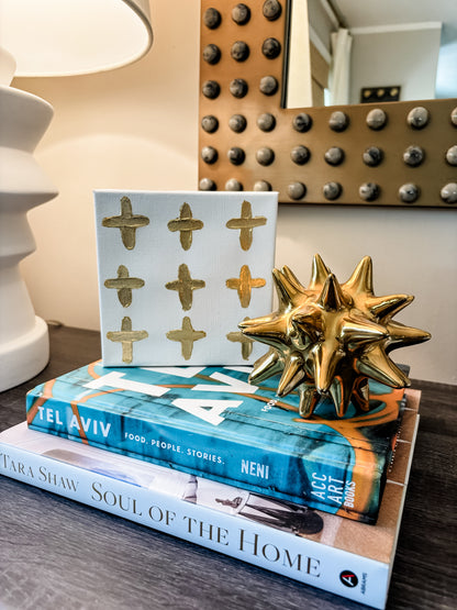 6x6 9 Gold Crosses Canvas