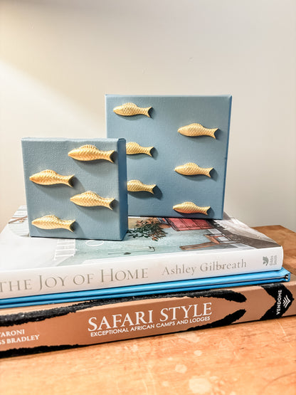 6x6 Fish on Blue Canvas