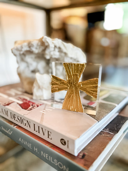 3x3 Wide Gold Cross Acrylic